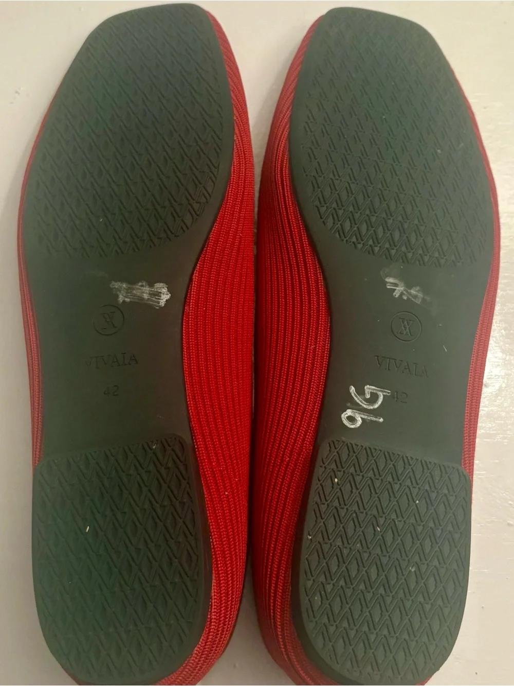 Margot Red Square-Toe Knit Slip-On Flats